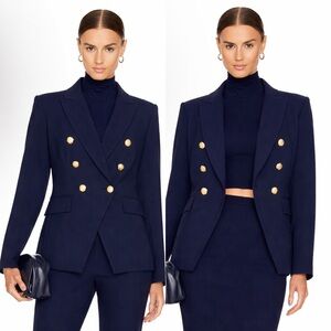 NEW Veronica Beard Miller Dickey Jacket Blazer Navy with Gold Buttons 20